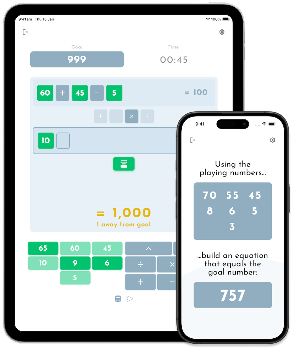 Preview image of the actual app shown on a tablet and phone device